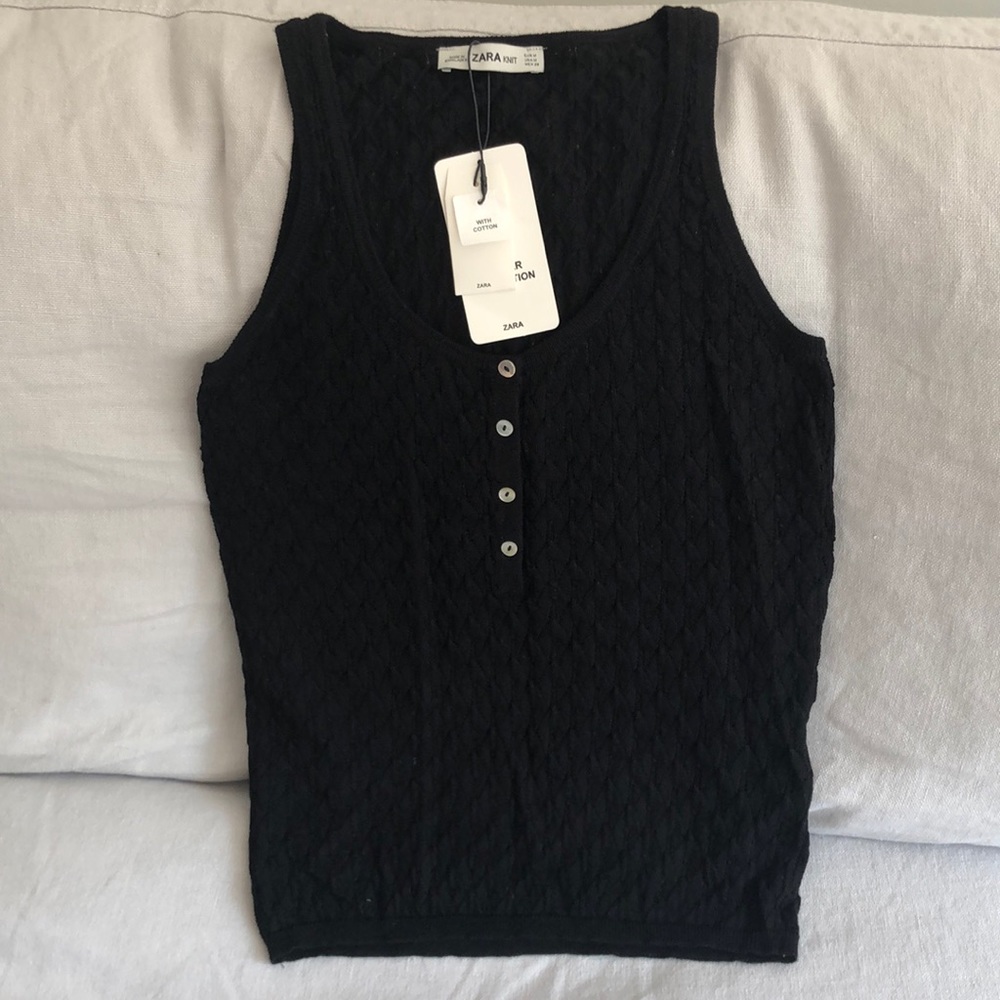 Zara Black Knit Tank Top M